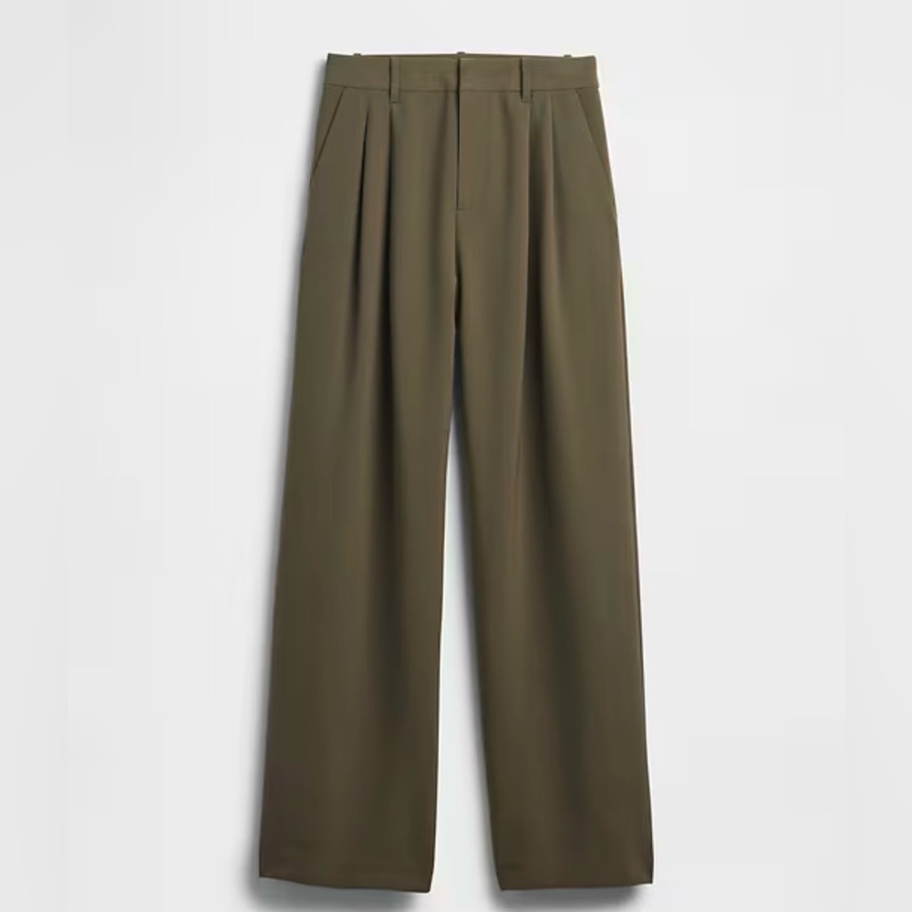 GAP Olive High Rise Pleated Trousers